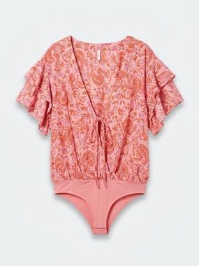 Pink Floral Blouse with Tie Front